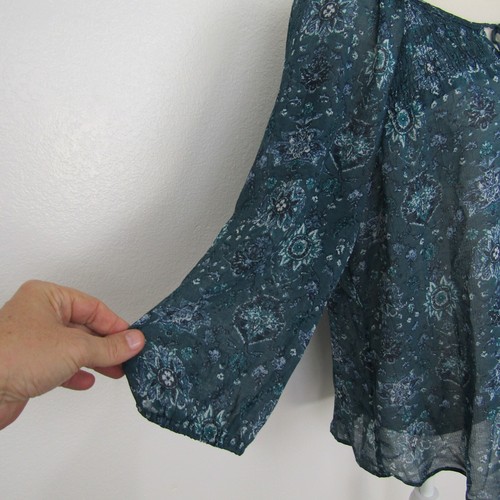 Sonoma Shirt Top Bluse Pullover U-Ausschnitt Damen XL blau grün Boho Bauer - Bild 5 von 13