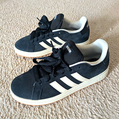 adidas Grand Court Unisex Sneaker Schwarz/Weiß Wildleder Low Top EU 38