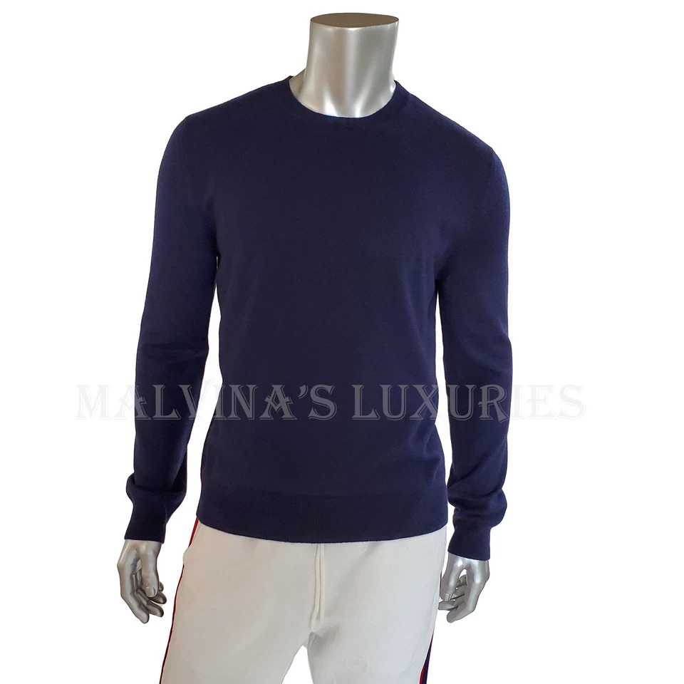 GUCCI MENS SWEATER BLUE CASHMERE w G LOGO EMBROIDERY CREW NECK sz XL EXTRA LARGE - Image 4 of 4