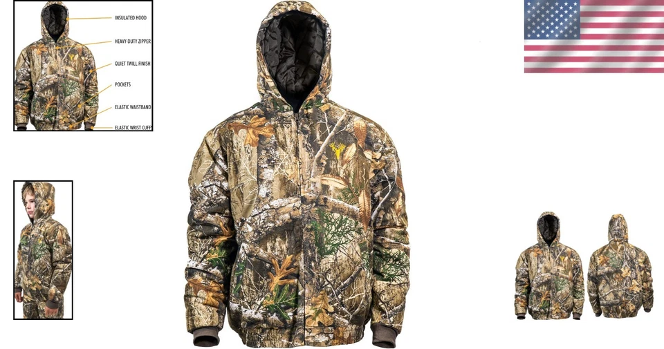 Youth Insulated Camo Hunting Jacket - Realtree Edge, Perfect for Cold Weather - Image 2 of 4