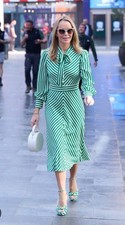 L.K. Bennett Midi Marcelline Stripe Silk Dress Size 12