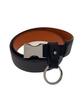 PRADA Nylon-trimmed Saffiano Leather Belt, Size 32/80, Black, 1CM221