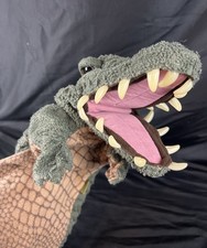 Crocodile Stage Hand Puppet Folkmanis Green Gator Alligator Plush Rubber Teeth