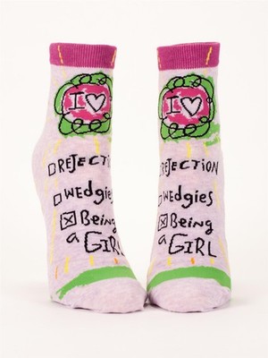 Blue Q Womens Ankle Socks I Love Being A Girl Size 5-10 Pink