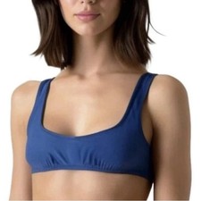 J Crew Heritage Scoop Neck Bikini Top Blue Size Medium