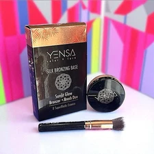 YENSA Silk Bronzing Base SUNLIT GLOW Bronzer + Brush Duo Brand New In Box 1 oz
