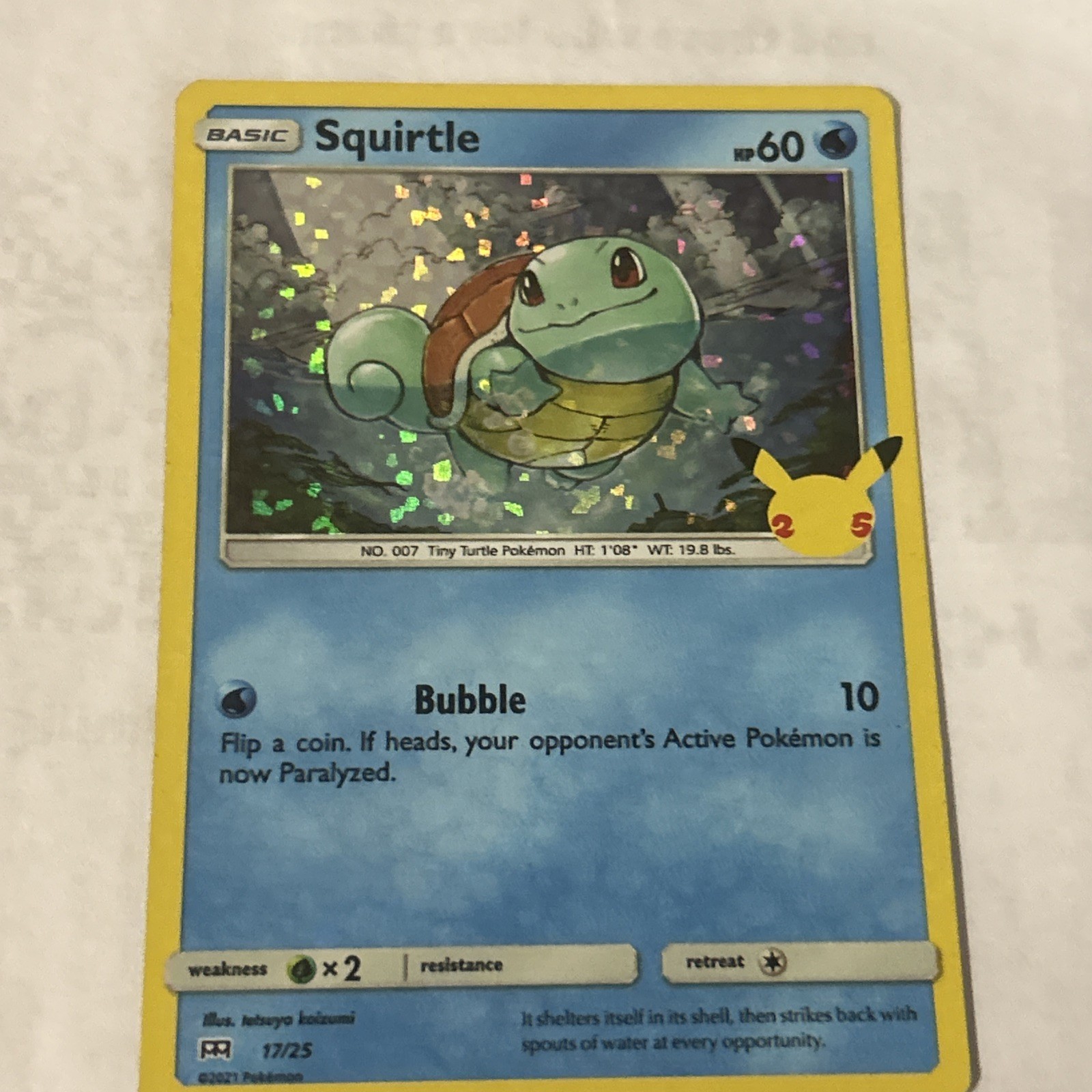 Squirtle 17/25 Holo HEAVY HOLOBLEED McDonald's Promo Pokemon 25th Anniversary