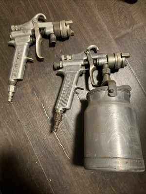 2 VTG Devilbiss MBC Used Spray Gun With Nozzle and Aluminum Canister Cup