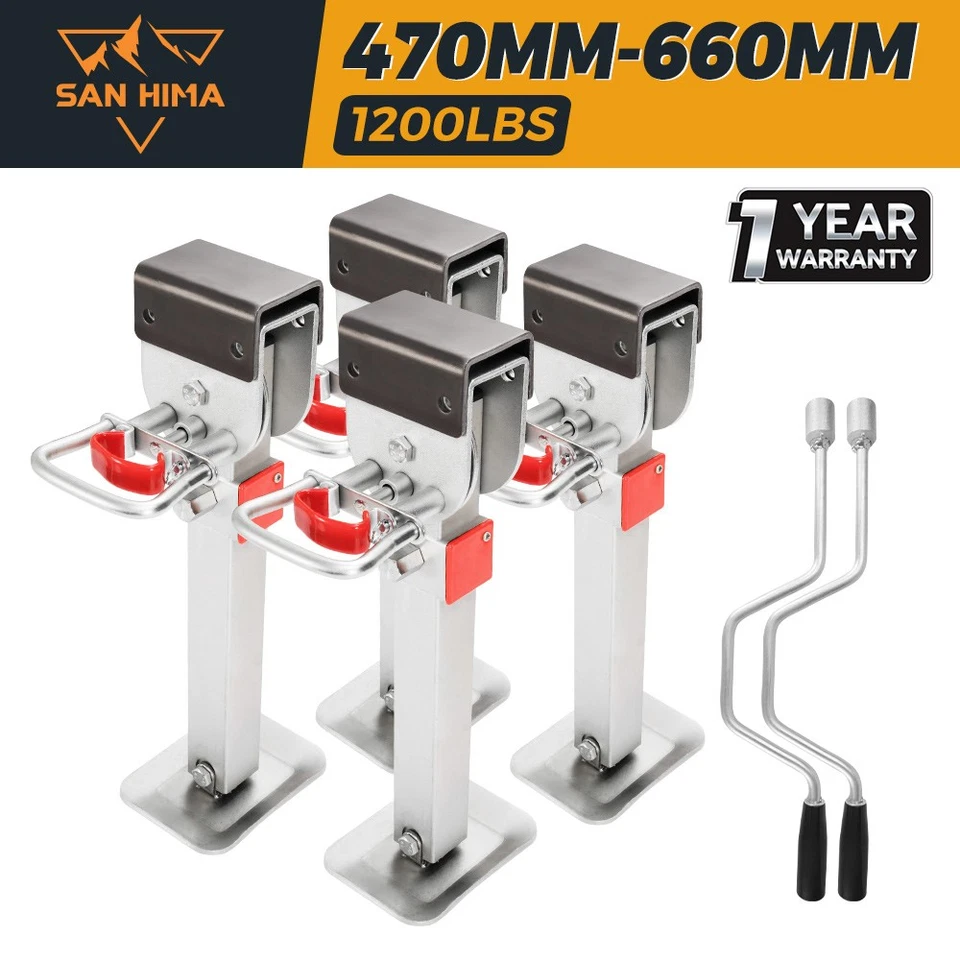 4X470MM Corner Legs Drop Down W/Handle Steel Base 1200LBS Caravan Stabilizer Leg
