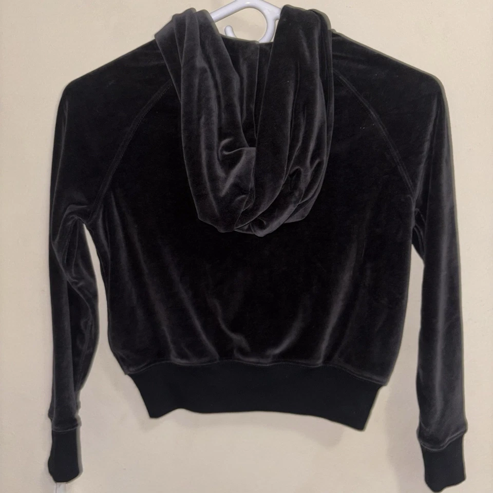 NUEVO CON ETIQUETAS Polo Ralph Lauren Terciopelo Cremallera Completa Sudadera con Capucha Chaqueta Niñas M (8/10) Negro Logo Foto 2 de 4