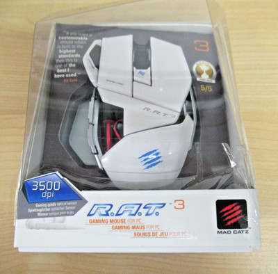 Mad Catz R.A.T. 3 RAT3 3500 DPI Optical Sensor Gaming Maus weiß PC MAC