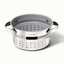 Caraway Home Nonstick Stainless Steel Steamer Silver