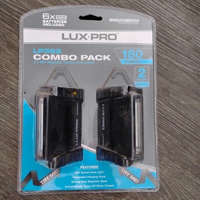 Lux Pro 180 Lumen LED Work Light Flashlight Directional Magnet Waterproof 2pk  