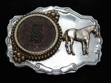 RA11109 VINTAGE 1970s INITIAL  S  HORSE WESTERN  COWBOY BELT BUCKLE