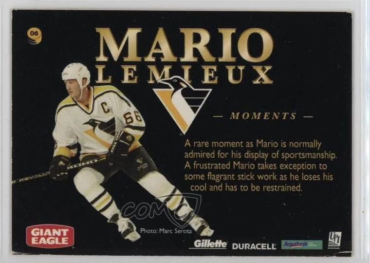 1997-98 Pinnacle Giant Eagle Mario's Moments Mario Lemieux #06 HOF - Image 2 of 2