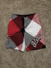 Vintage Y2K Billabong Checkered Board Shorts With Surf Wax Comb Size 32 Men s