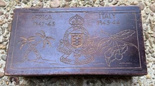 WW2 Handmade Carved Souvenir Box British 8th Army Africa / Italy Engraved