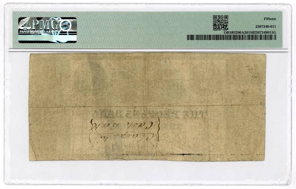 1848 $10 The Peoples Bank - North Providence, RHODE ISLAND (Altered) Note PMG 15 - Image 2 of 2