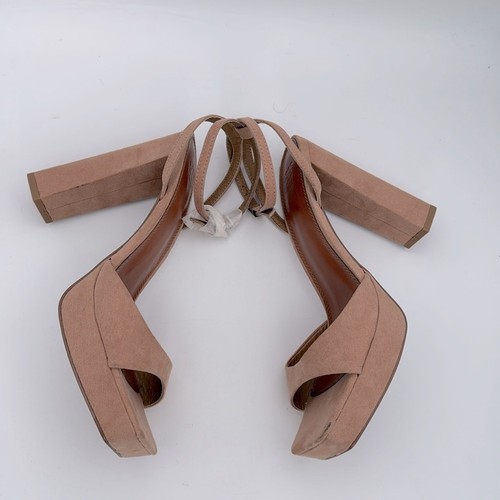 ASOS Design NWOT women’s wide fit platform block heel open toe sandals Tan SZ 9 - Picture 7 of 9