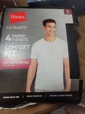 NEW Hanes ULTIMATE SMALL 4 PACK 2 BLACK/2 WHITE Men's CREW Neck T-Shirts