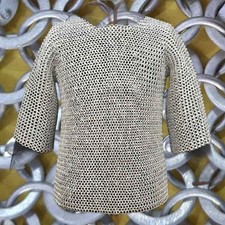 Chainmail Shirt , 9 MM Round Riveted Flat Ring , Aluminum Haubergeon Shirt