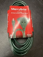 Merry Brite 3-Outlet 20ft. Outdoor Power Block Extension Cord -Tools/Decorations