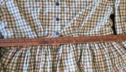 Handmade PRAIRIE Amish REENACTMENT DRESS Pioneer Colonial GREEN GINGHAM Cotton L - Picture 8 of 13
