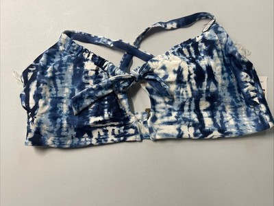 TIME AND TRU White/Blue Halter Style Bikini Top (Top Only) 3X (24W-26W) NEW