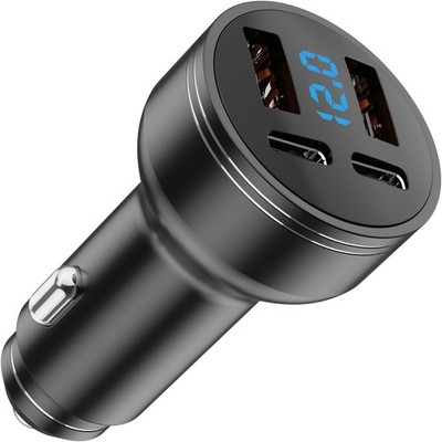 126W USB C Car Charger, Cigarette Lighter USB C Adapter 2PD + 2USB 4-Port Car