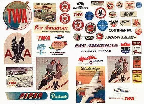 JL Innovative Design #244 HO Scale Vintage Aviation Airline Signs 46pcs - Picture 1 of 1