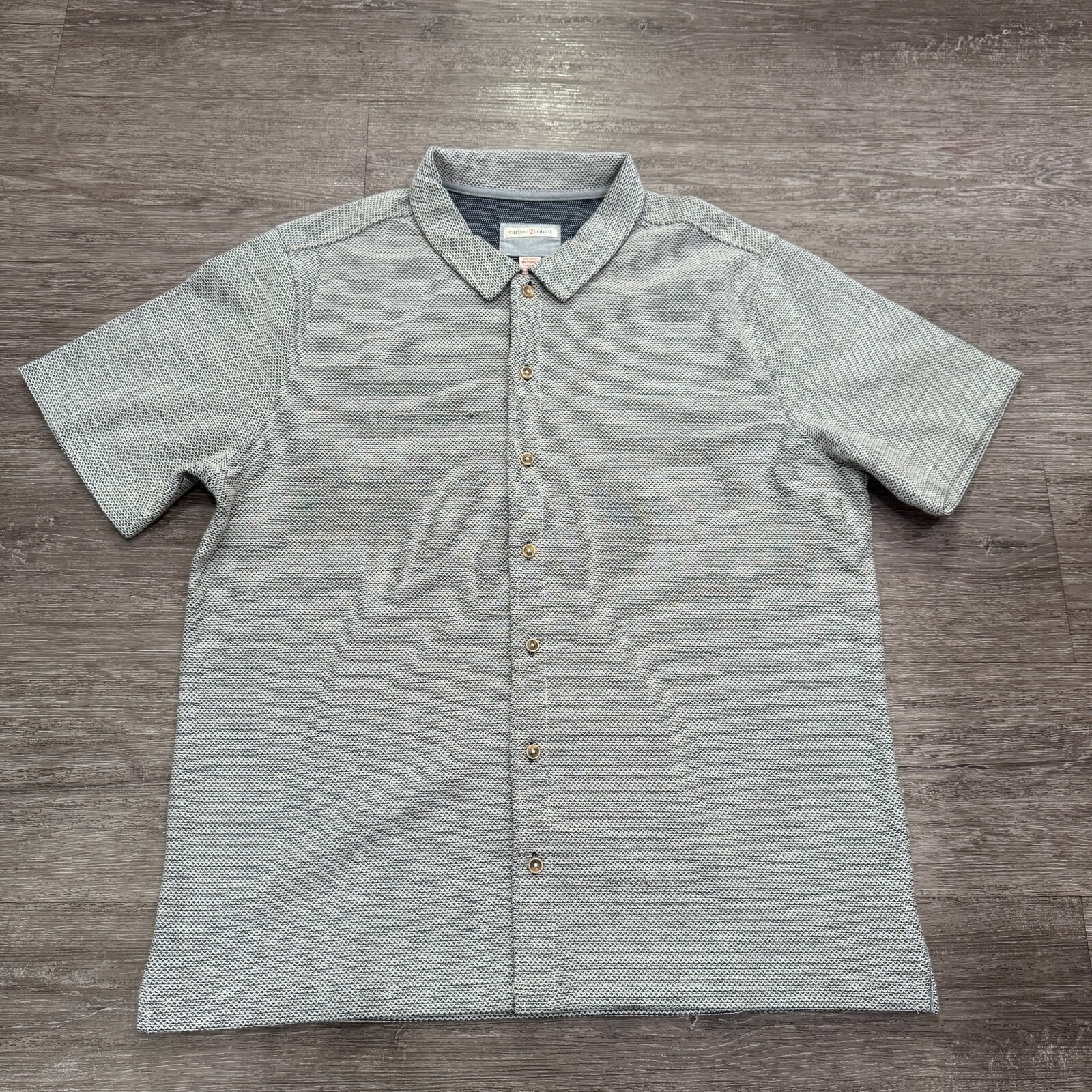 Carbon 2 Cobalt Shirt Mens Large Gray Short Sleeve Button Up Lounge Coastal