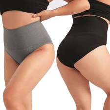 2Pcs Tummy Control Shapewear for Women High Waisted Butt Lifter Body Shaper Sz L