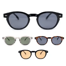 Mens Vintage Vibe Retro Hipster Keyhole Round Horn Rim Plastic Sunglasses