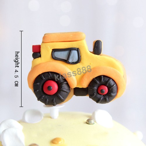 Cute Excavator Truck Soft Polymer Clay Cake Topper Boys Birthday Party Decor - Picture 2 of 17