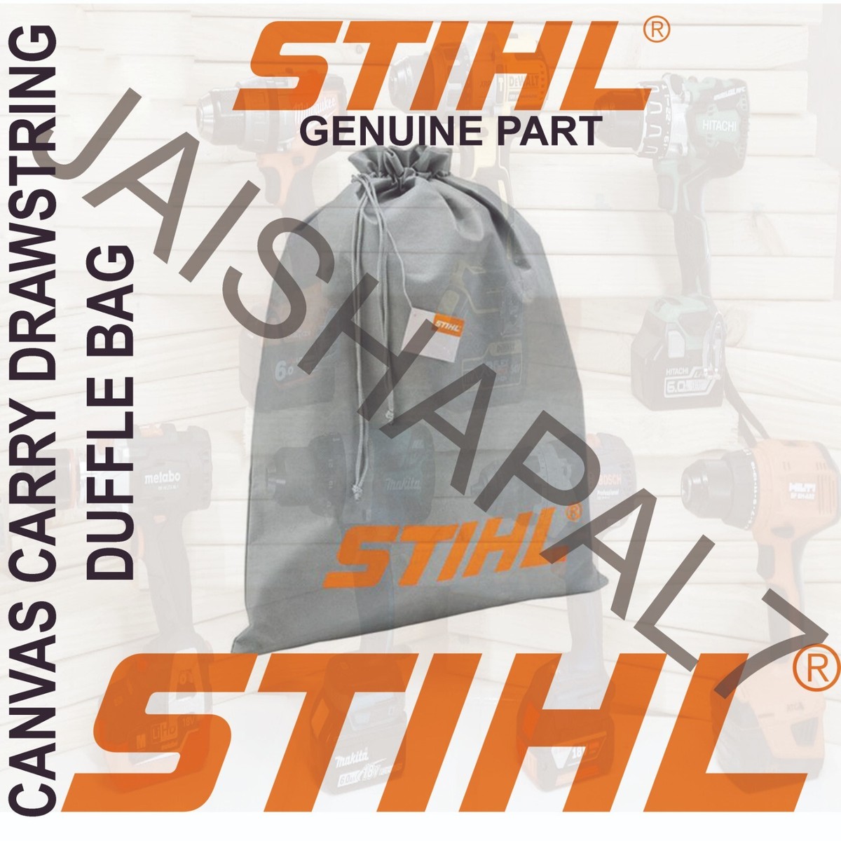 Stihl Soft Canvas Carry Drawstring Duffle Bag Suitable Stihl