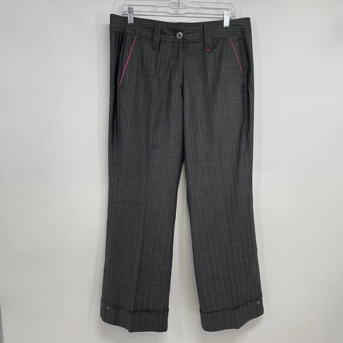 Marithe Francois Girbaud Wide Leg Pants Trousers Women’s 30 Wool Striped Cuffed