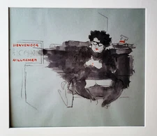 JACK LEVINE (1915–2010) Original Color Lithograph with Pochoir MODERNIST WELCOME