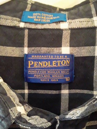 Mens Pendleton Flannel Shirt, Long Sleeve Plaid Cotton Large, Gray, Blue, Green - Picture 2 of 7