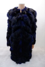 Matthew Williamson Womens Fox, Rabbit Fur Long Coat Size Uk 8 Black Blue