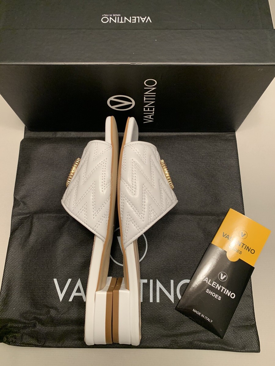 Valentino Afrodite Logo Quilted Leather Slip-on Sandals Size
