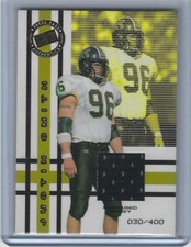 JUSTIN SMITH MISSOURI TIGERS MIZZOU FOOTBALL 2001 PRESS PASS JERSEY CARD #30/400