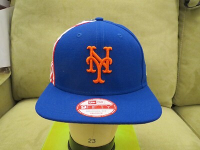 New Era NY Mets Blue Snapback Adjustable Hat, American Flag Side