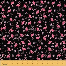 Flamingo Fabric by Yard Pink Black Tropical Bird DIY Upholstery Home Decor