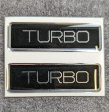 50MM X 15MM LARGE TURBO SILVER CHROME - GEL DOMED STICKERS X 2