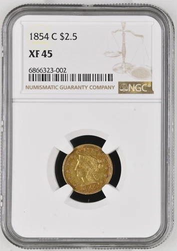 1854 C $2.5 Gold NGC XF45 Quarter Eagle - Charlotte
