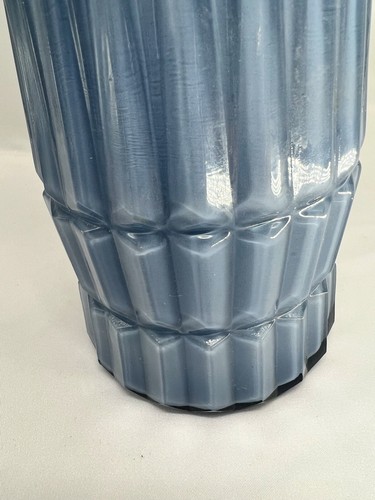 E.O. Brody Blue Ribbed 9.5" Vase Cleveland Ohio Vintage C973 - Picture 2 of 8
