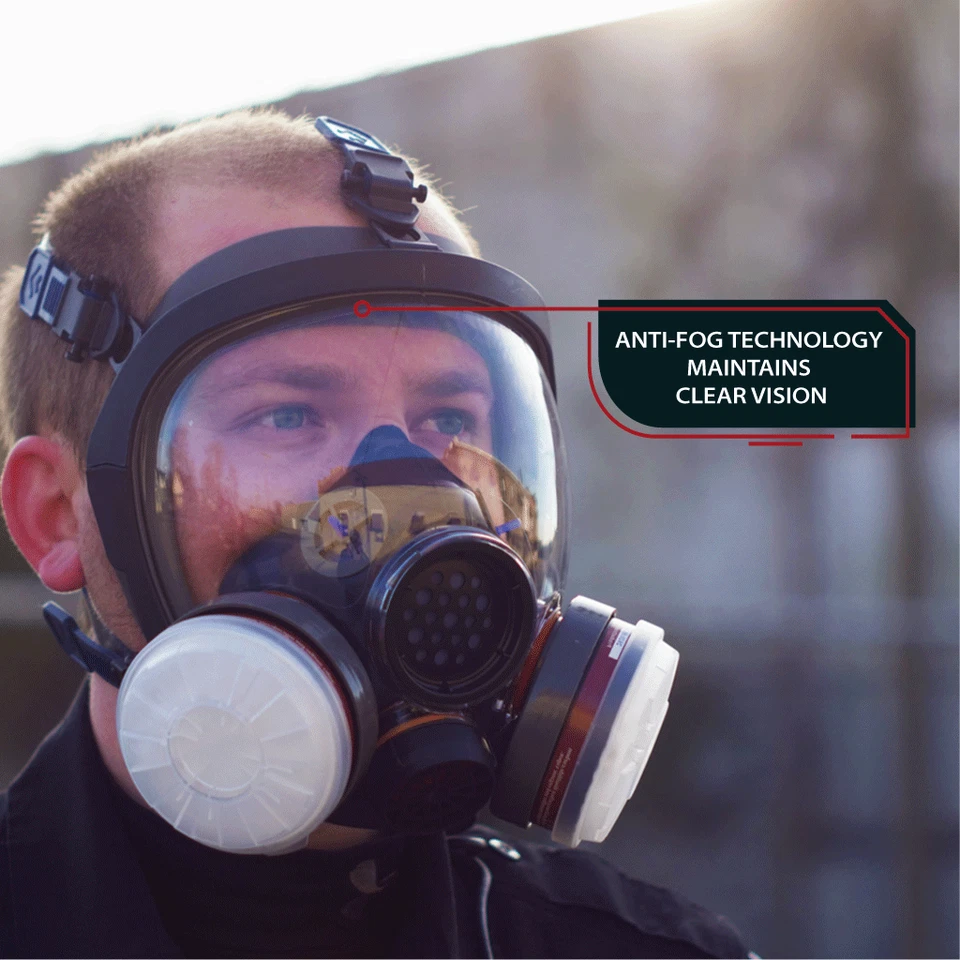 In Stock PD100 Full Face Gas Mask Respirator ASTM Dual Activated Charcoal Filter - Image 3 of 4