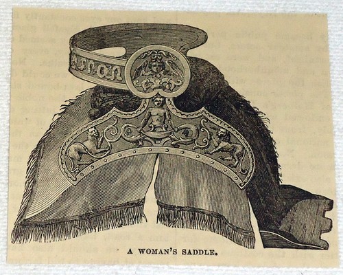 1882 small magazine engraving ~ A WOMAN'S SADDLE ~ Iceland 