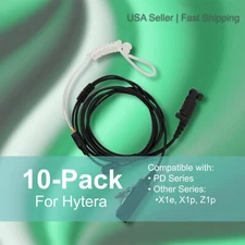 [10-Pack] 2-Wire Acoustic Tube PTT Earpiece for Hytera Radios PD602G PD662 PD682