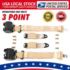 2* Set Safety 3 Point Retractable Car Seat Lap Belt Adjustable Kit Universal